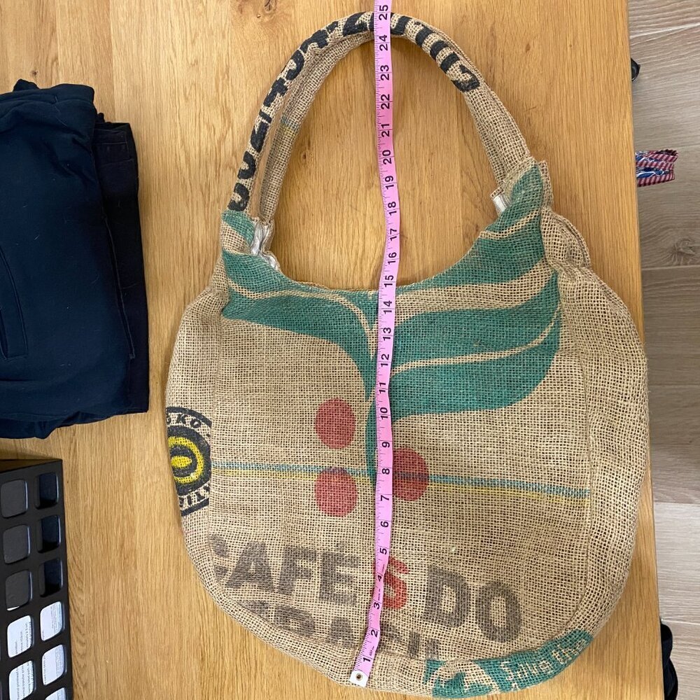 Upcycled Coffee Sack Burlap Tote Purse Lined - Picture 10 of 10